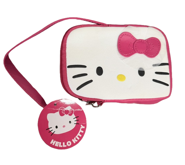 Hello Kitty Cosmetic Bag with a Wristlet Strap Pink / White 5.5" x 4" x 1"