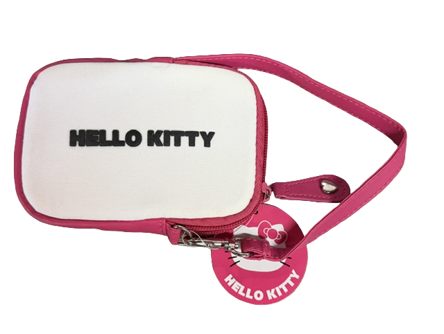 Hello Kitty Cosmetic Bag with a Wristlet Strap Pink / White 5.5