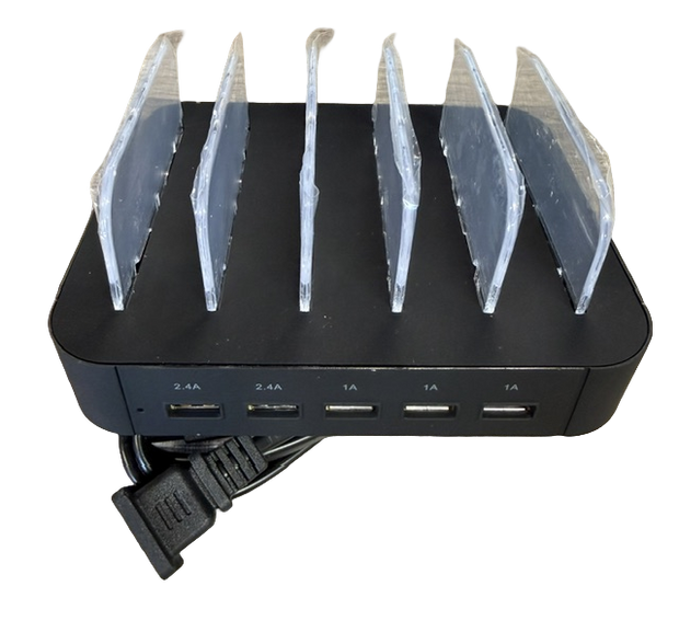 USB 5 port charging station Black 6" x 5" x 1.25"
