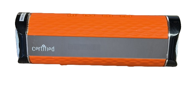 CERTIFIED Portable Speaker with FM Radio MICRO SD USB AUX Port & Built-In Rechargable Battery Orange - 7 x 2 x 2 inch