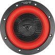 The Vega 2025 Edition Subwoofer (Model V65DV2) includes a black carbon fiber center, red metal surround, branded logo at the center, circular design with black outer ring, and six evenly spaced screw holes for mounting.