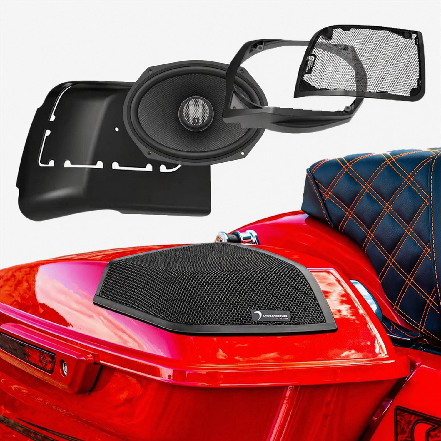 2014 - 2023 Harley Davidson Cut In SPEAKER Lid Kit with HXM69F4BK (4Ω) - MSHXM69F4BKLK - MSHXM69F4BKLK - Diamond Audio