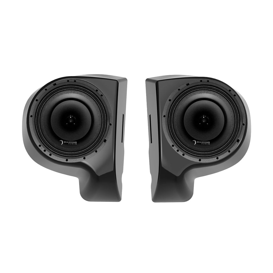 HARLEY KICK PODS WITH MP654 Upgrade your motorcycle audio system with the Diamond Audio Harley Kick Pods with MP654 Speakers