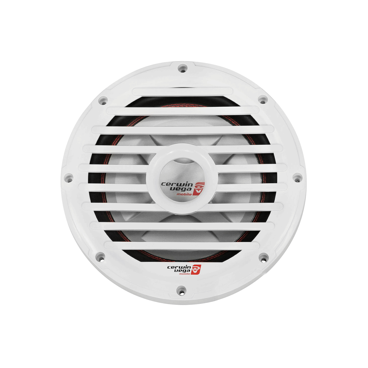 The RPM Series Marine Subwoofer features a white circular design with a 