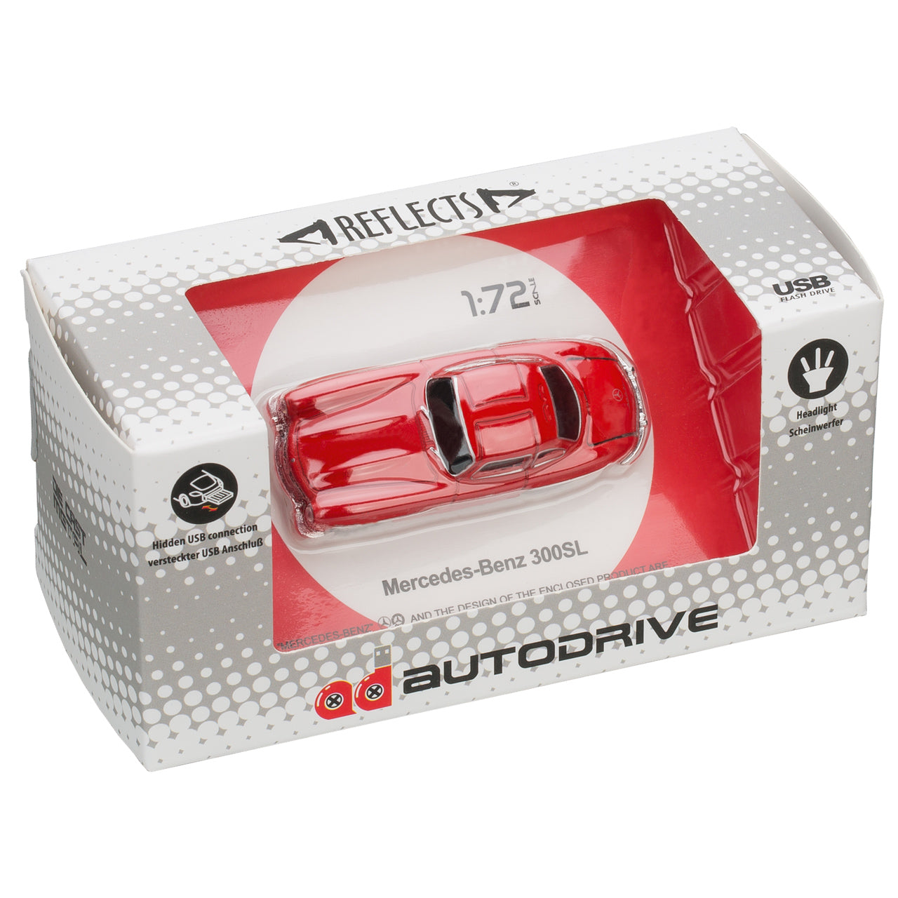 Autodrive Mercedes-Benz 300SL AMG 1:72 Die Cast Metal 8GB USB Flash Drive Red