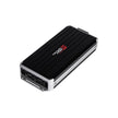The Stealth Bomber Class-D 4 Channel Digital Amplifier-B54 by Cerwin Vega is a compact black audio amplifier with a sleek, ribbed design and silver edges. It features a red logo and 
