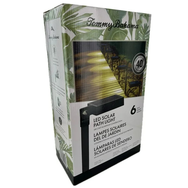 LED Solar Pathway Lights, Black, Outdoor Landscape Path Lighting, 6 Pack