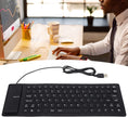 Foldable Silicone Rollup Keyboard, 85 Keys USB Wired QWERTY Flexible Slim Soft Silent Typing Travel for PC Notebook Laptop (Black)