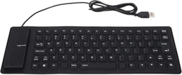 Foldable Silicone Rollup Keyboard, 85 Keys USB Wired QWERTY Flexible Slim Soft Silent Typing Travel for PC Notebook Laptop (Black)