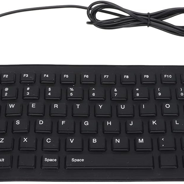 Foldable Silicone Rollup Keyboard, 85 Keys USB Wired QWERTY Flexible Slim Soft Silent Typing Travel for PC Notebook Laptop (Black)