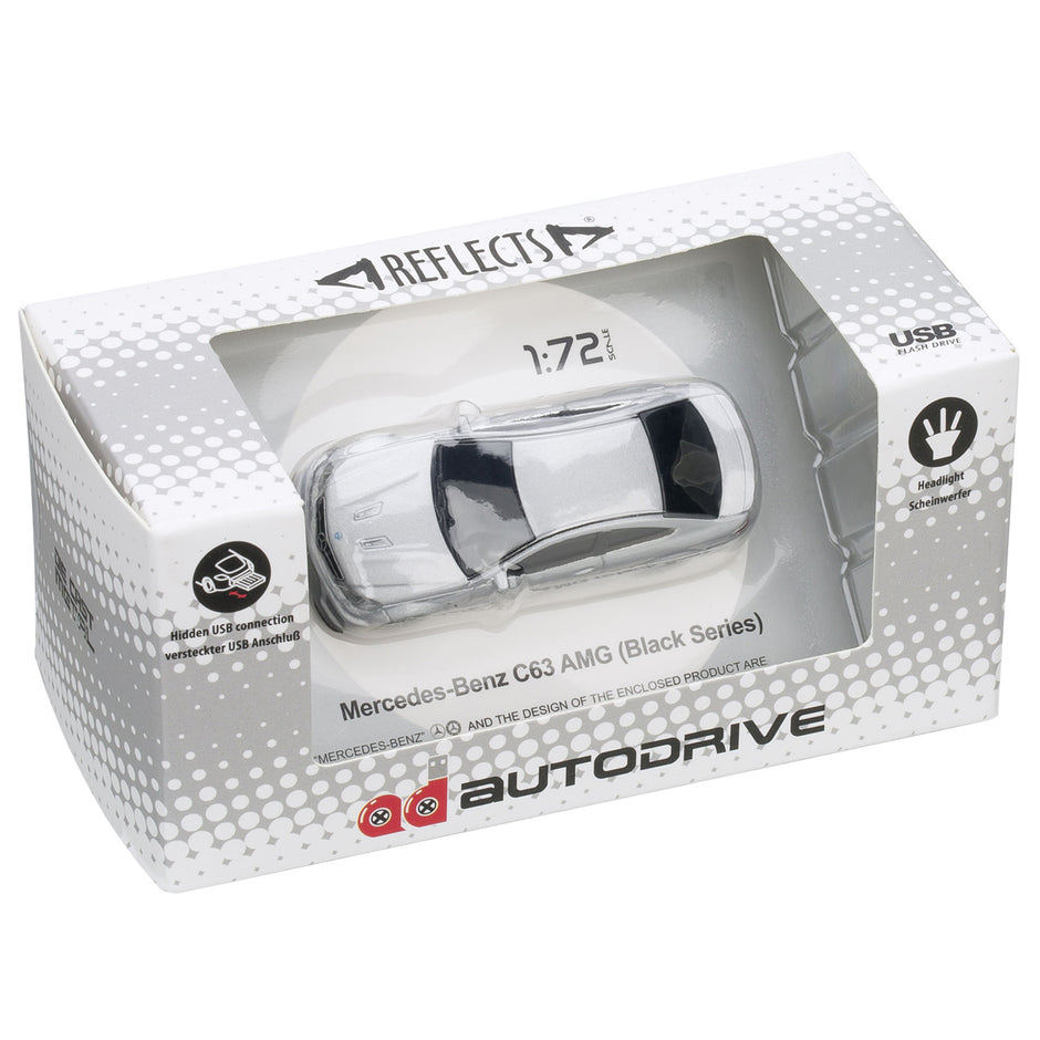 Autodrive Mercedes-Benz C63 AMG 1:72 Die Cast Metal 8GB USB Flash Drive White