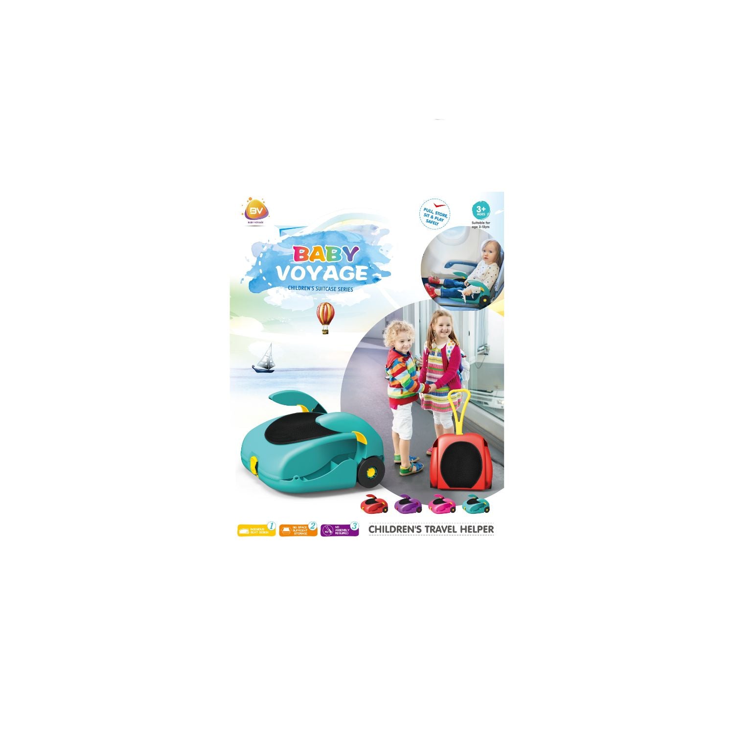 Baby Voyage  Carry-On Luggage for Kids - 2 in 1 Luggage and Seat - Green