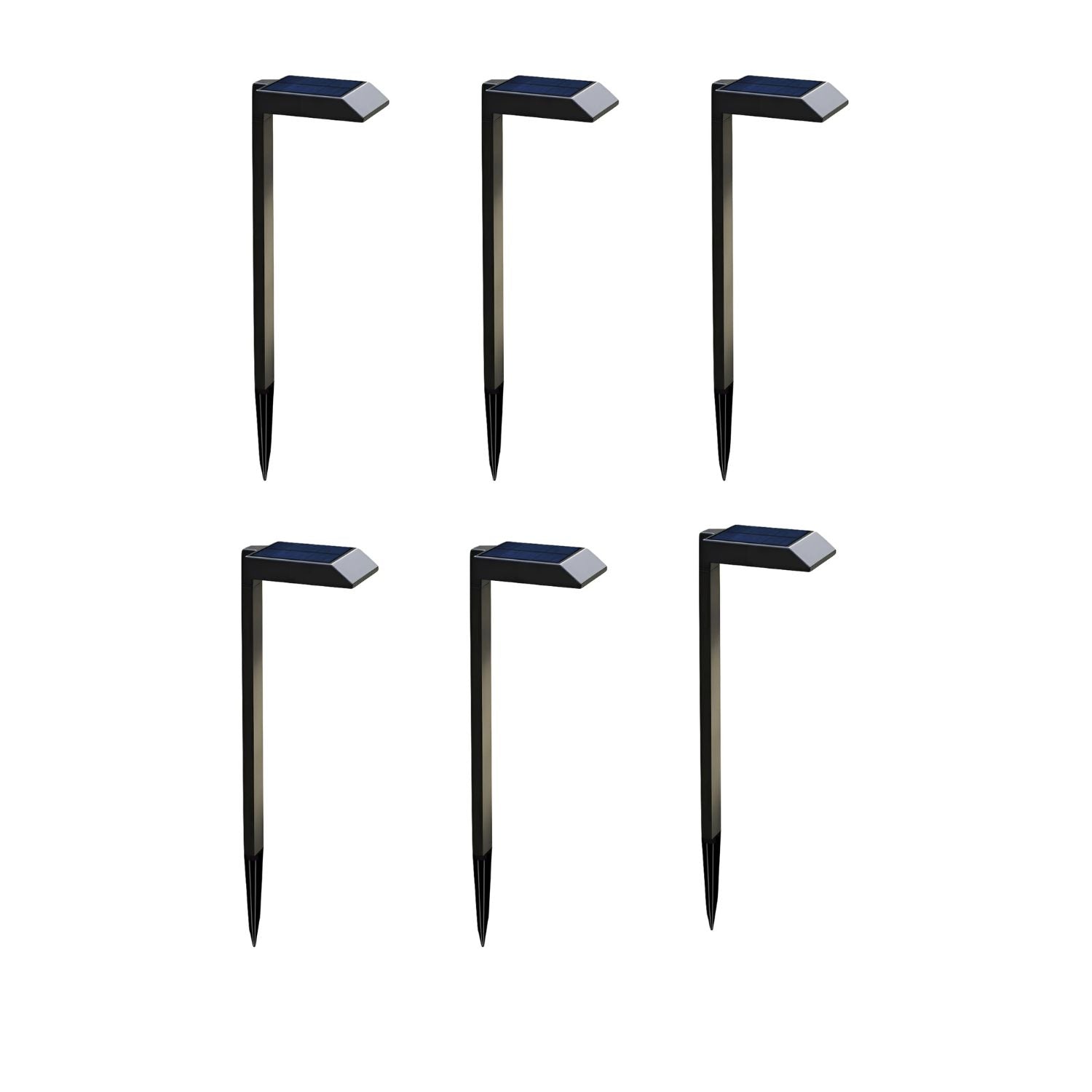 LED Solar Pathway Lights, Black, Outdoor Landscape Path Lighting, 6 Pack