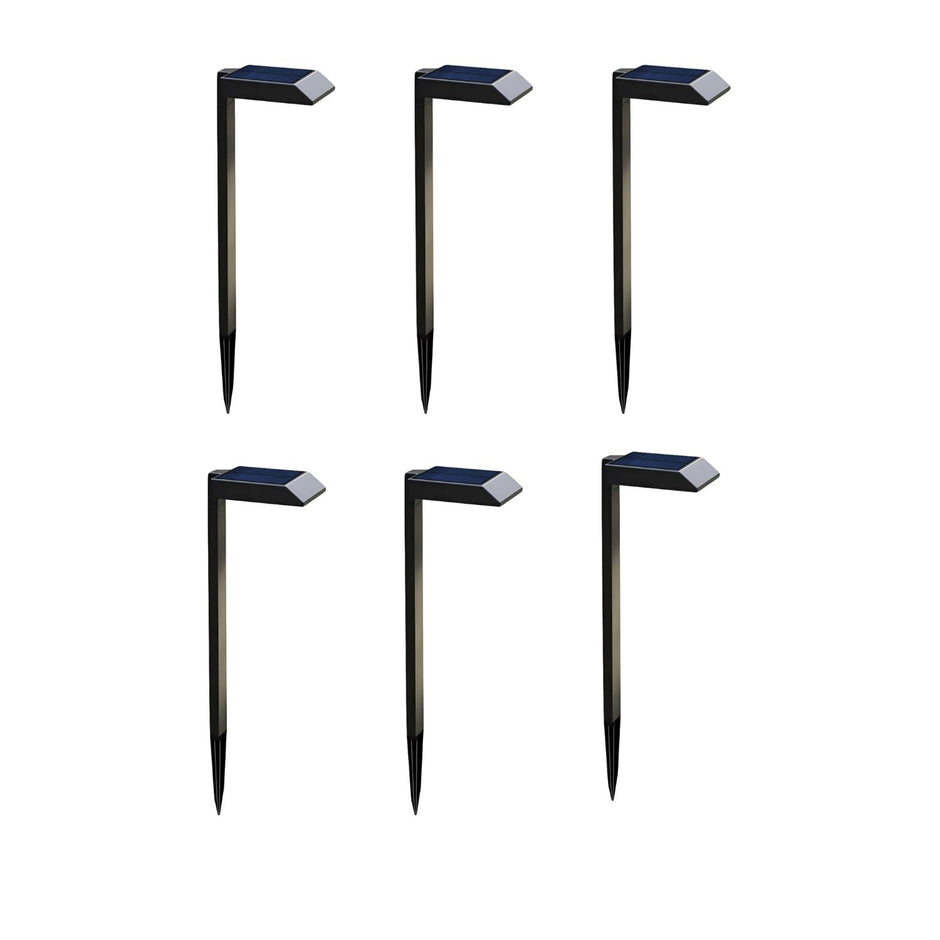 LED Solar Pathway Lights, Black, Outdoor Landscape Path Lighting, 6 Pack
