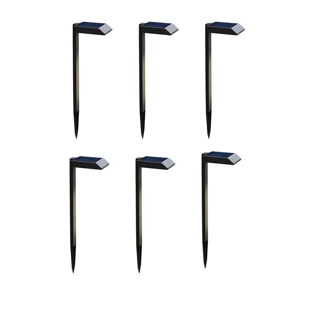 LED Solar Pathway Lights, Black, Outdoor Landscape Path Lighting, 6 Pack