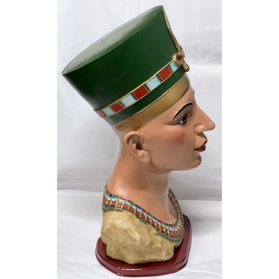 Egyptian Queen Nefertiti Decorative Bust Sculpture, Classic Accent Head Statue, 18 Inch