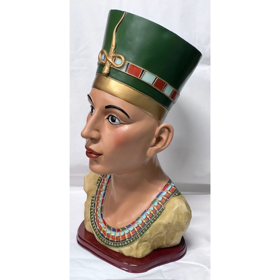 Egyptian Queen Nefertiti Decorative Bust Sculpture, Classic Accent Head Statue, 18 Inch