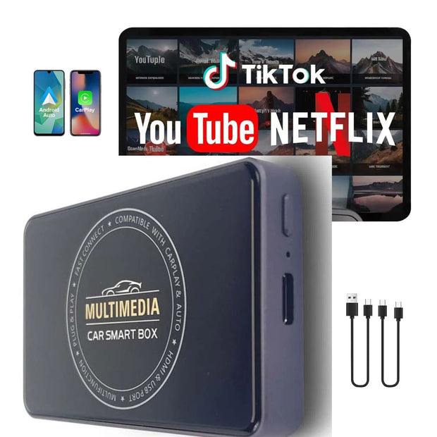 Wireless Apple CarPlay & Android Auto Adapter, AI Box Streaming Dongle Support Netflix/YouTube, Plug & Play, Car Play Wireless Adapter, Fit for Cars with CarPlay/Android Auto