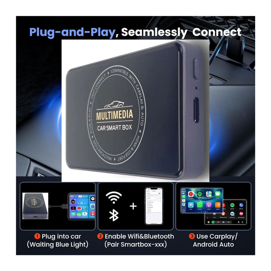 Wireless Apple CarPlay & Android Auto Adapter, AI Box Streaming Dongle Support Netflix/YouTube, Plug & Play, Car Play Wireless Adapter, Fit for Cars with CarPlay/Android Auto