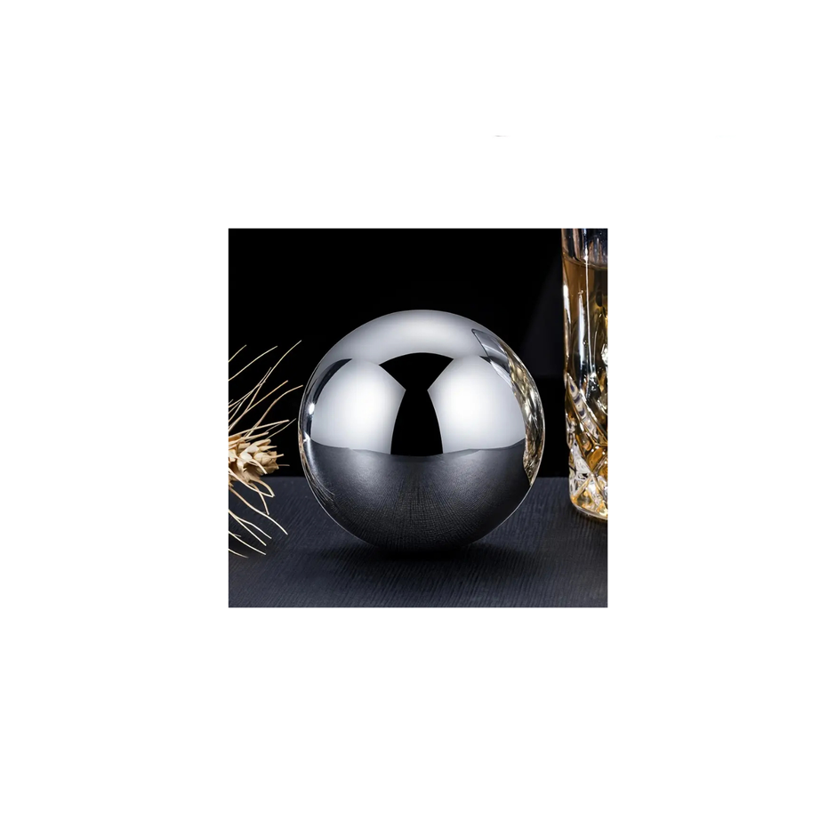 Certified Reusable Ice Cubes & Metal Chilling Stainless Steel Whiskey Balls Ice Stones Set of 2 Silver 2.2