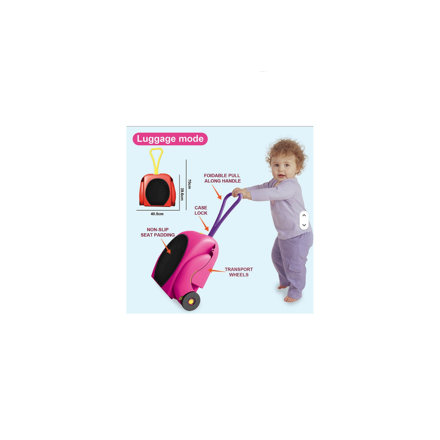 Baby Voyage 2 in 1 Carry-On Luggage and Seat for Kids