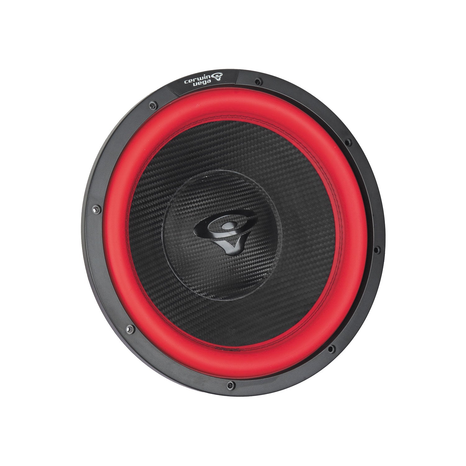 The Vega 2025 Edition Subwoofer - V15DV2 is a black and red, 15