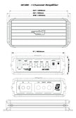 Diagram of the VEGA Class-D Digital Mono Amplifier-VCU81. Top view shows dimensions: 8.2