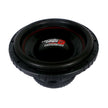 A black, circular VMAXX High Performance Subwoofer with a ridged rubber surround and central 