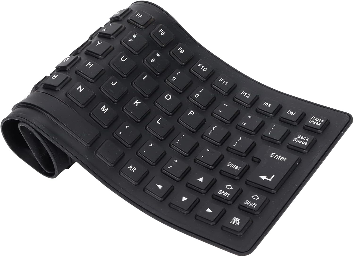 Foldable Silicone Rollup Keyboard, 85 Keys USB Wired QWERTY Flexible Slim Soft Silent Typing Travel for PC Notebook Laptop (Black)