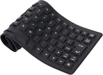 Foldable Silicone Rollup Keyboard, 85 Keys USB Wired QWERTY Flexible Slim Soft Silent Typing Travel for PC Notebook Laptop (Black)