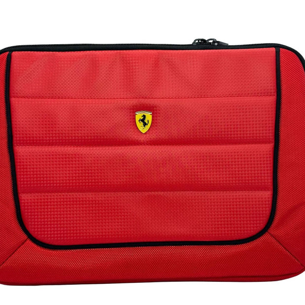 FERRARI 11" Laptop Computer Messenger Bag Red with Black Piping and Embossed Yellow Logo