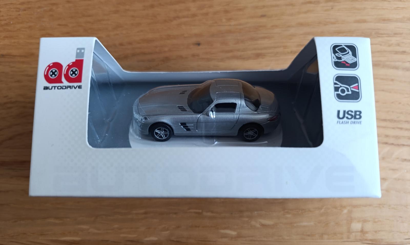 Autodrive Mercedes-Benz SLS AMG 1:72 Die Cast Metal 8GB USB Flash Drive Grey