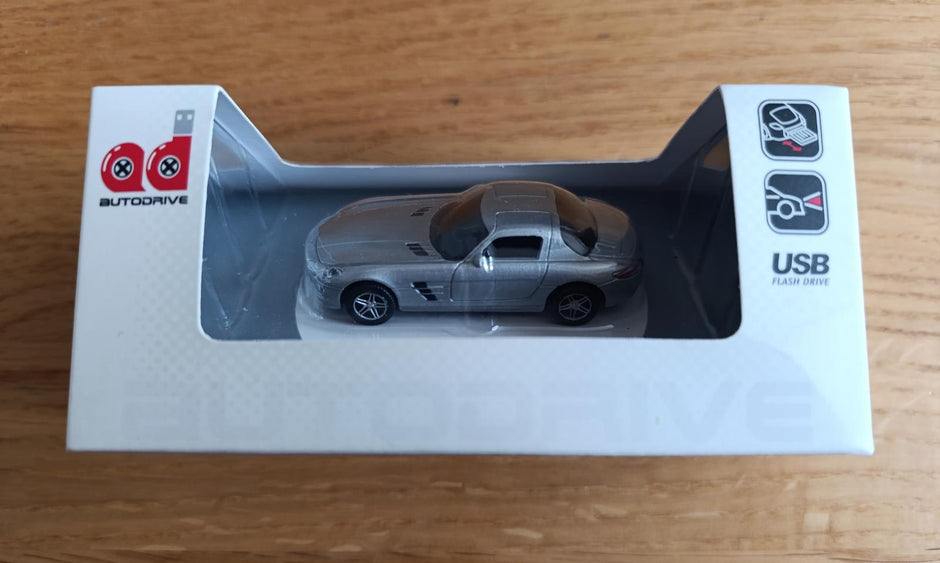 Autodrive Mercedes-Benz SLS AMG 1:72 Die Cast Metal 8GB USB Flash Drive Grey