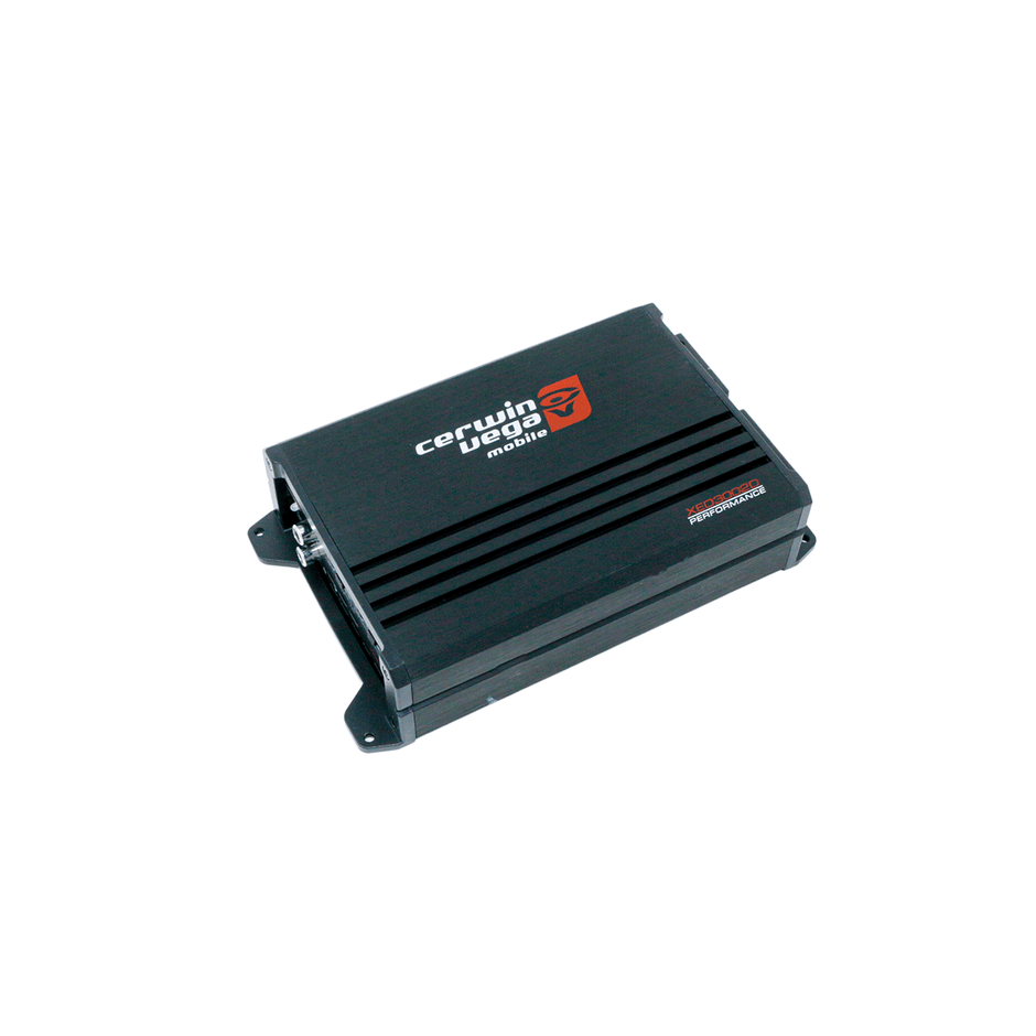 The XED Series 2-Channel Class-D Amplifier - 250W Max - XED3002D is a black, rectangular electronic device with a ribbed top surface, featuring 