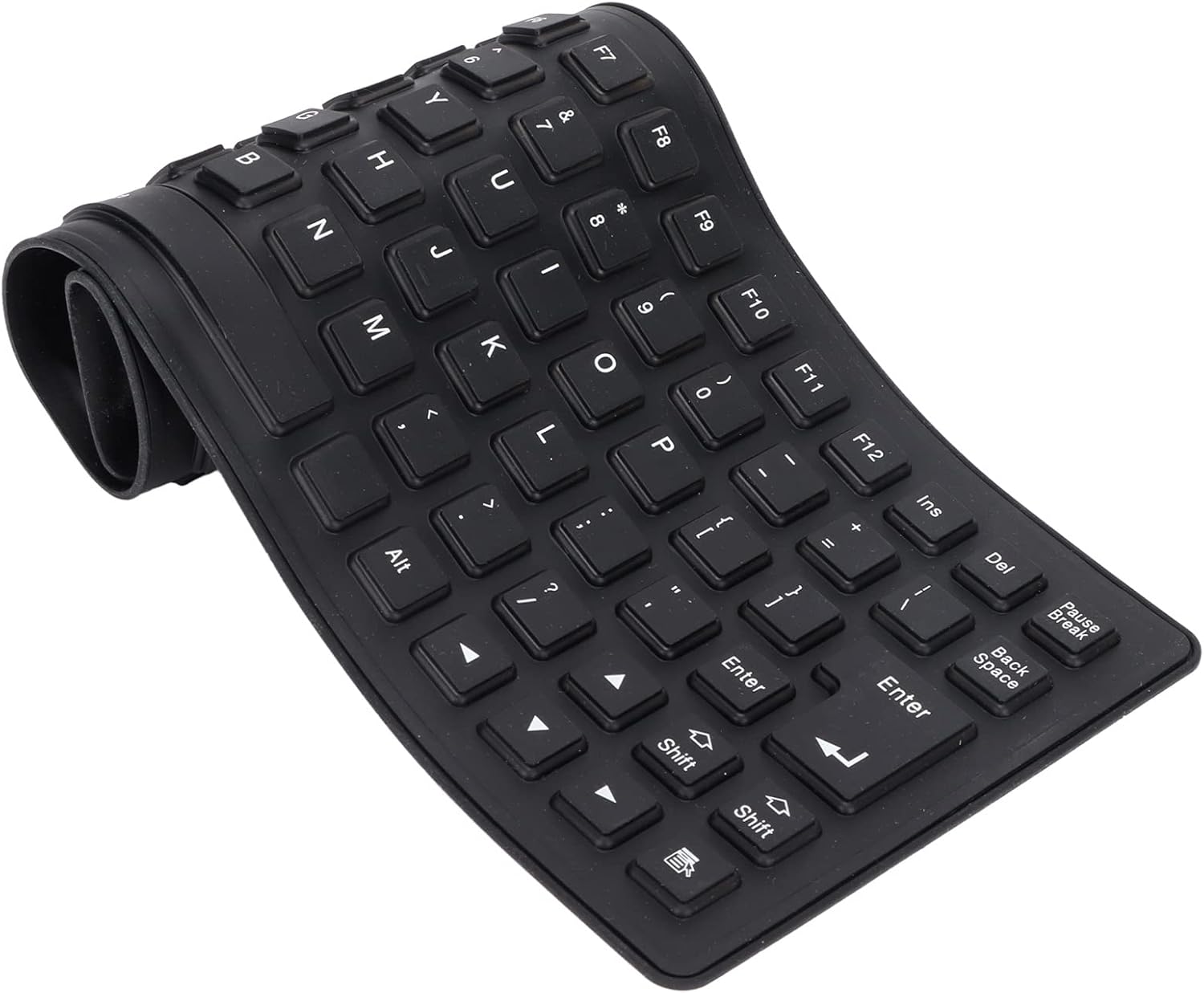 Foldable Silicone Rollup Keyboard, 85 Keys USB Wired QWERTY Flexible Slim Soft Silent Typing Travel for PC Notebook Laptop (Black)