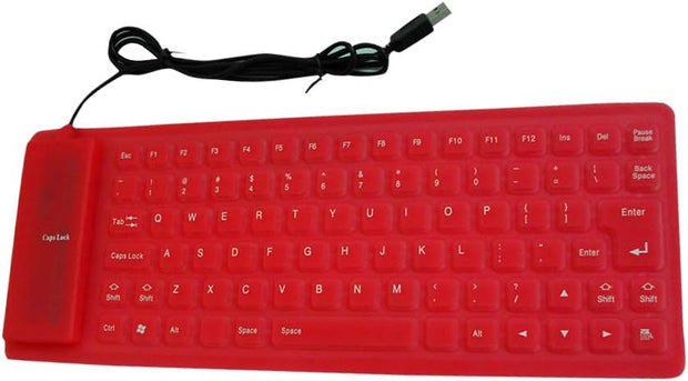 Foldable Silicone Keyboard, USB Keyboard, Wired Keyboard, 85 Keys USB Wired Waterproof Folding Silicone Keyboard for PC Laptop Notebook Red