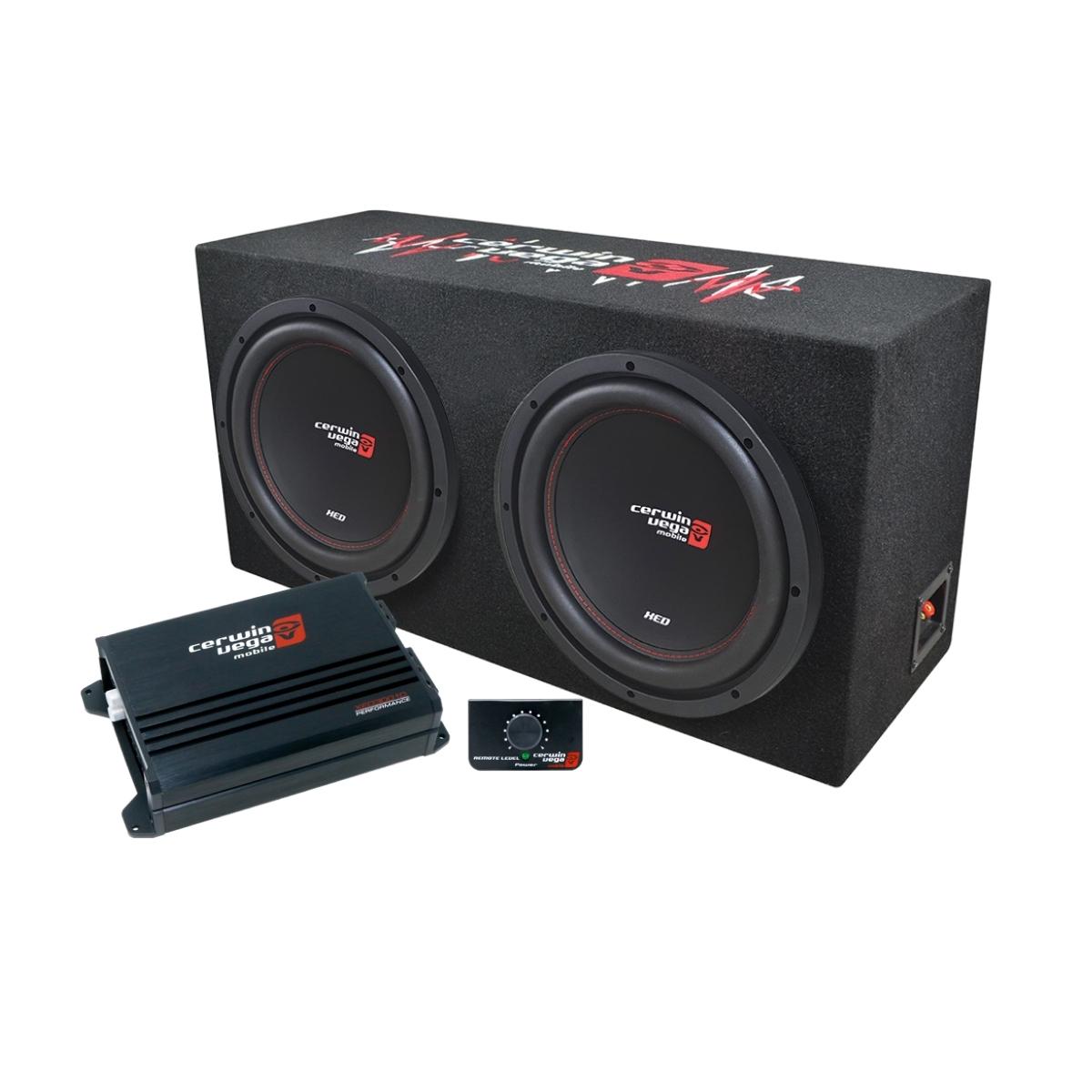 The Bass Package features a dual subwoofer setup enclosed in a black rectangular box with the red 