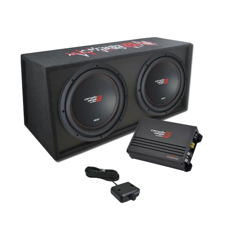 The Bass Package includes a rectangular dual subwoofer enclosure with two black 
