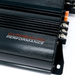 Close-up of a black 5 Channel Bridgeable Class AB Amplifier from the Cerwin-Vega CVP Series, labeled 