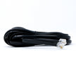 A coiled black telephone cable with RJ11 connectors on both ends, set against a plain white background, mirrors the precision of the Cerwin-Vega CVP2500.5D Amplifier’s bass control. The translucent connectors reveal internal wiring, akin to unveiling extreme bass power.