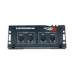 The black control panel of the Cerwin-Vega CVPM Mini-Series 4-Channel Full Range Class-D Amplifier, model CVPM400.4D, features 