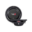 A round black car subwoofer from the HED Series by Cerwin Vega Mobile, featuring 