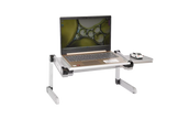 Adjustable Laptop Table Stand with Cooling Fan, Foldable Standing Desk & Non-Slip Mousepad (Silver)