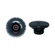 Two black round car audio speakers are showcased, featuring Cerwin Vega's HED Series 6.5