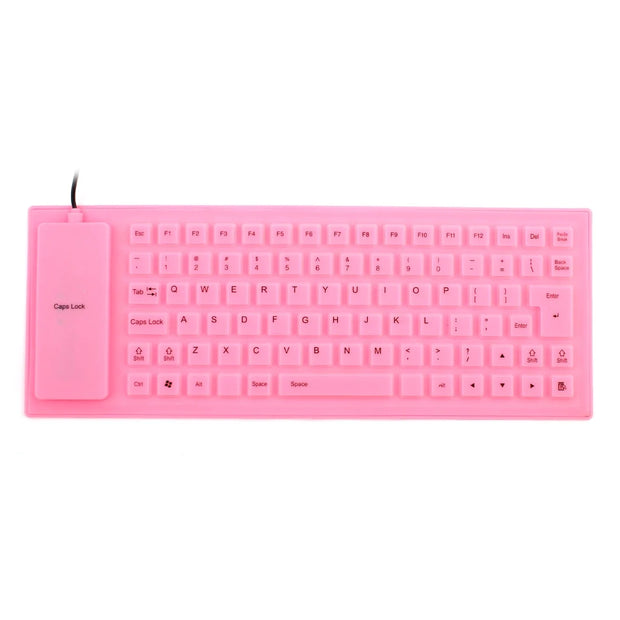 Foldable Silicone Keyboard, USB Keyboard, Wired Keyboard, 85 Keys USB Wired Waterproof Folding Silicone Keyboard for PC Laptop Notebook Pink
