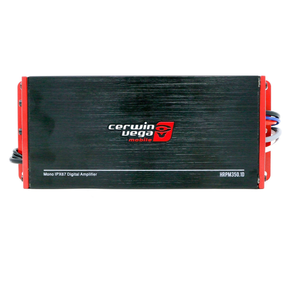 The rectangular black RPM HED Marine Amplifier features a textured surface with the 