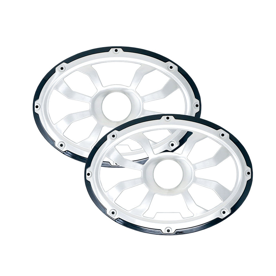 HXM69FGB -6"x9" Flush Mount Speaker Grills - Brushed Aluminum/Black (Pair)