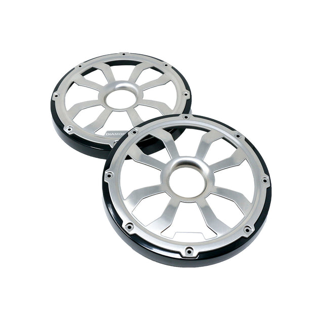 HXM8FGB - 8" Elite Flush Mount Speaker Grills - Brushed Aluminum/Black (Pair)