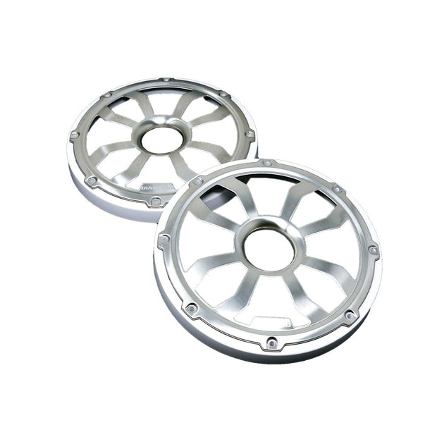 HXM8FGW - 8" Elite Flush Mount Speaker Grills - Brushed Aluminum/White (Pair) - HXM8FGW - Diamond Audio