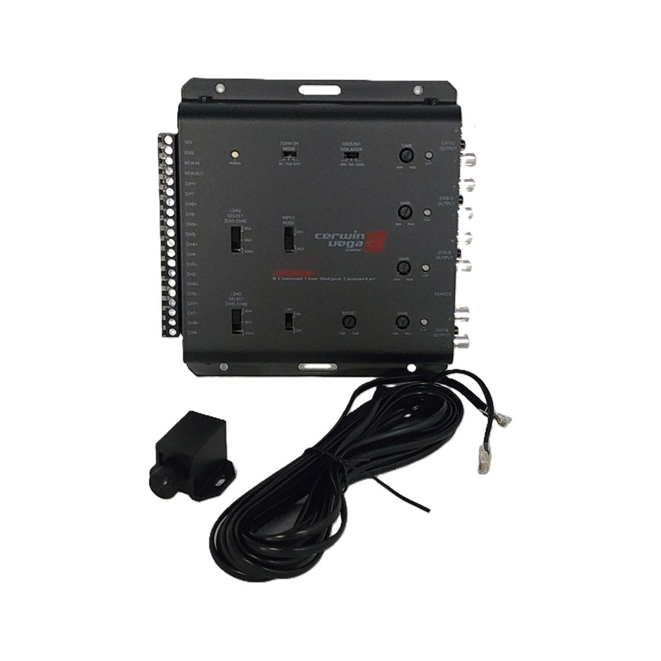 A black control unit labeled 